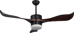 Primo PRCF-80437 140cm Deckenventilator mit Leuchte Braun / Schwarz