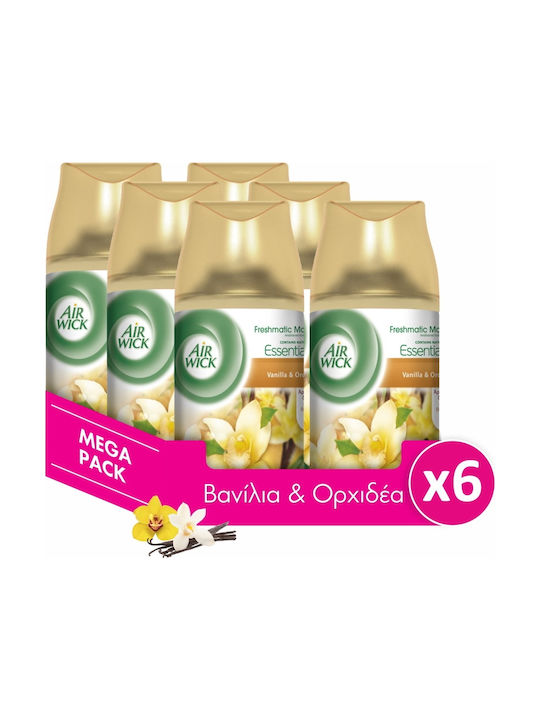 Airwick Ανταλλακτικό Συσκευής Ψεκασμού Freshmatic Vanilla & Orchid 6τμχ 250ml