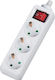 Alfaone V03BK Power Strip 3 Positions with Switch and Cable 1.5m