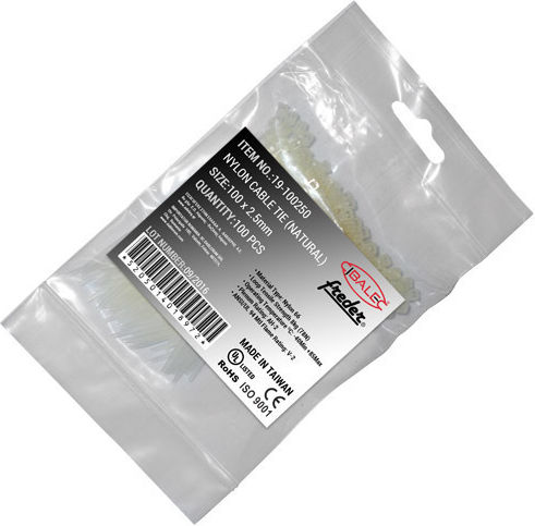 Adeleq Δεματικά Καλωδίων Πλαστικά 100mmx2.5mm σε Λευκό χρώμα (100τμχ) (19-100250)
