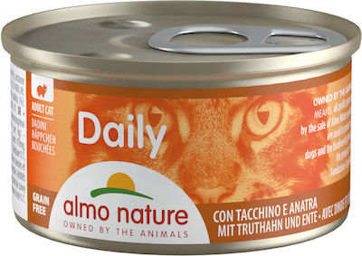 Almo Nature Daily Nasses Katzenfutter für Katze in Dose mit Türkei und Ente 85gr