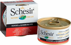 Schesir Nature for Cat Wet Food for Adult Cats In Can with Shrimps / Tuna In Jelly Ζελέ 1pc 85gr