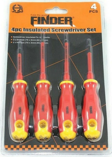 Finder Set 4 Electrician Screwdrivers with 4 Interchangeable Tips