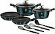 Berlinger Haus Metallic Line Cookware Set Made of Aluminum Aquamarine Collection with Stone Coating 4 Pieces