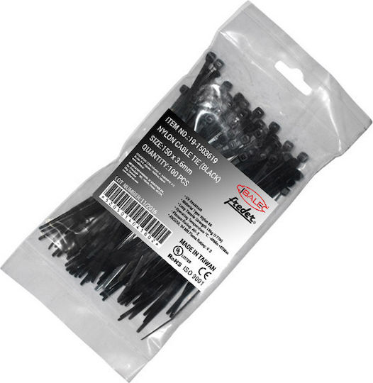 Adeleq Plastic Cable Ties 150mmx3.6mm In Black Colour 100 Pieces 19-1503619