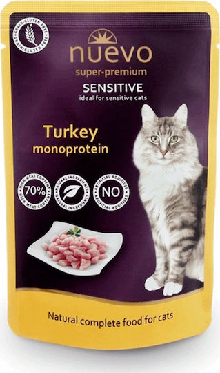 Nuevo Sensitive Wet Food for Adult Cats in Pouches with Turkey Grain-Free 85gr