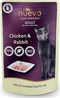 Nuevo Adult Nasses Katzenfutter für Katze in Beutel mit Huhn und Kaninchen 85gr