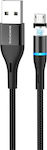 Borofone BU16 Skill Braided / Magnetic USB 2.0 to micro USB Cable Μαύρο 1m