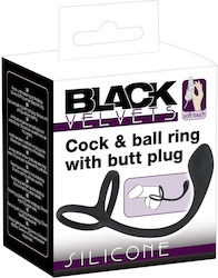 You2Toys Black Velvets Cock & Ball Ring Plug Cock Ring Schwanz Silikon mit Analplug Schwarz