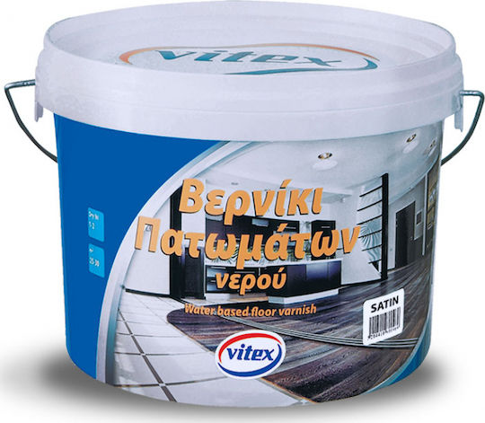 Vitex Floor Varnish Βερνίκι Επιφάνειας Πολυουρεθάνης Νερού Άχρωμο Σατινέ 1lt