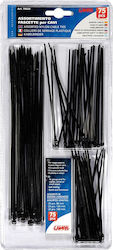 Lampa Pack of 75pcs Black Plastic Cable Ties 7002.4-LB-LM