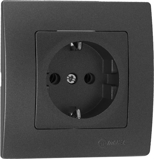 Makel Lilium Natural Kare Single Power Socket Black