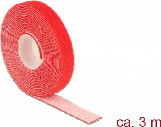 DeLock Hook & Loop Rote Klebebänder Klettverschluss-Band Rot 3m x 13mm