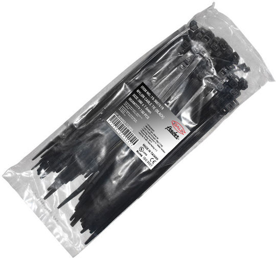 Adeleq Plastic Cable Ties 300mmx7.6mm In Black Colour 100pcs 19-3007619