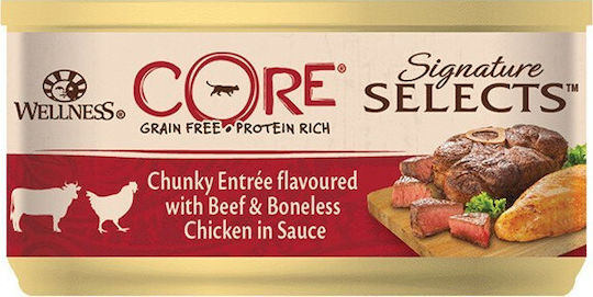 Wellness Core Wet Food for Adult Cats in Cans with Beef and Chicken Grain-Free 79gr
