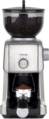 HKoenig Electric Coffee Grinder 130W for 400gr Beans and 16 Grind Levels Silver