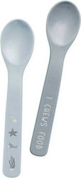 Stephen Joseph Baby Set with Spoons made of Silicone Light Blue 2pcs