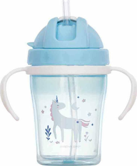 Stephen Joseph Baby Cup with Handles and Straw Unicorn made of Plastic Turquoise 150ml for 6m+m+