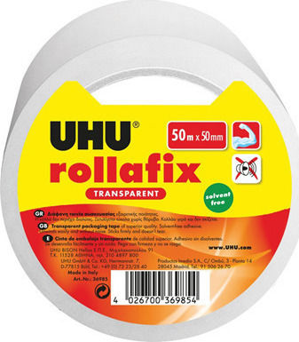 UHU Verpackungsfolie Rollafix Durchsichtig 50mm x 50m Transparent