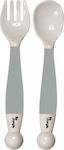 Bo Jungle Baby Set with Fork Flexible made of Plastic Grey 2pcs