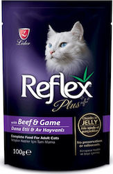 Reflex Plus Wet Food for Adult Cats In Pouch with Beef / Bushmeat In Jelly 1pc 100gr