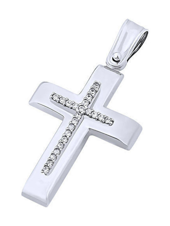 White gold women's cross K9, T04019