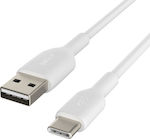 Belkin Regular USB 2.0 Cable USB-C male - USB-A male Λευκό 3m (CAB001BT3MWH)