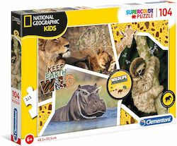 Puzzle pentru Copii National Geographic Kids Wild Life pentru 6++ Ani 104buc Clementoni