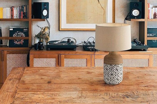 Fan Europe Vietri Ceramic Table Lamp for E27 Fitting with Beige Shade and Multicolour Base