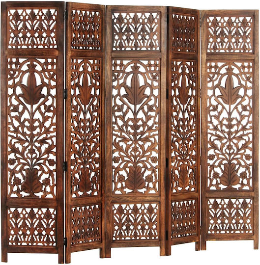 vidaXL Decorative Room Divider Wooden with 5 Panels 200x165cm