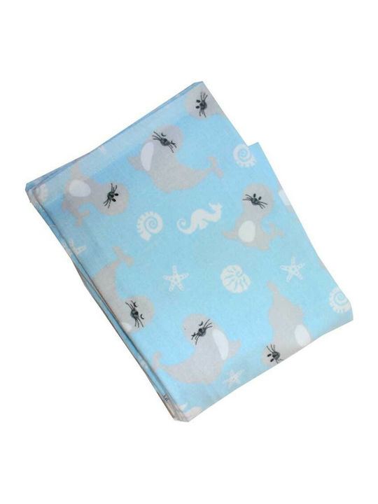 Flannel Swaddle Blanket Blue Seal Blue 65x80cm