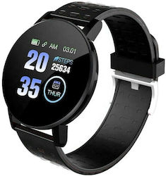 119 Plus 43mm Smartwatch με Παλμογράφο (Μαύρο)