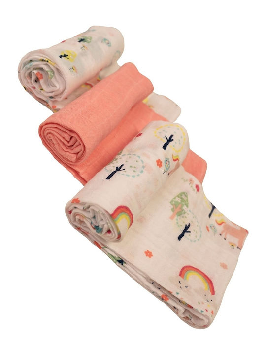 Bizzi Growin Wonderland Piqué-Swaddle-Tücher in Orange Farbe 70x70cm. 3Stück