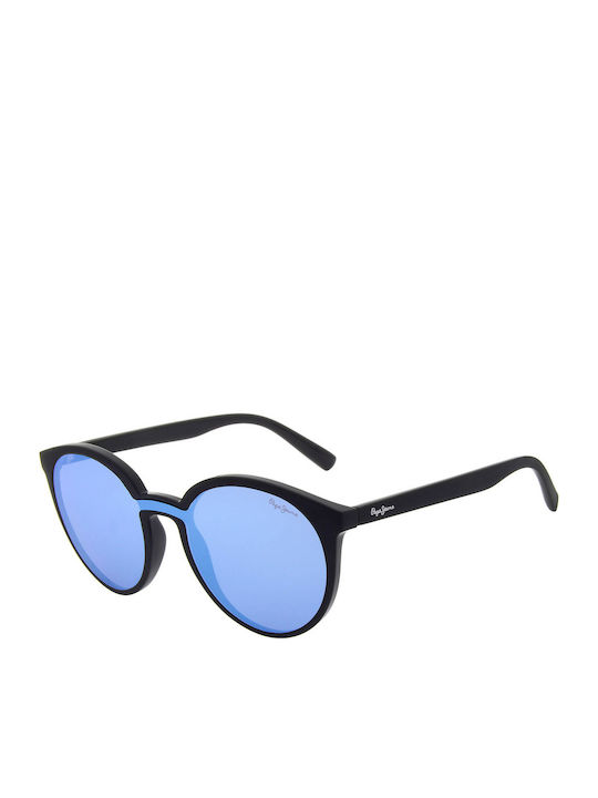 Pepe Jeans Women's Sunglasses with Black Plastic Frame and Light Blue Lens PJ7358-11