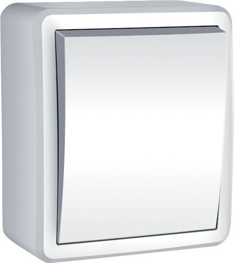 Elmark Comutator De Perete Electric Rezistent La Apă Montat Pe Perete Sens Unic Cu Ramă Întoarcere Alb