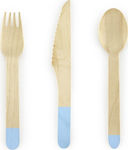 Wooden Cutlery Cutlery Blue set of 18 pieces.