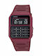 Casio Calculator Digital Men's Watch 43.2mm Battery with Red Rubber Strap