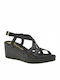 Women's Leather Platform Shoes Black