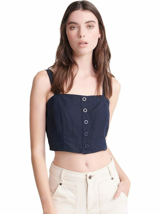 Superdry Eden Damen Sommer Crop Top Leinen mit ...