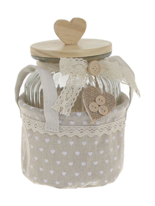 Inart Vase General Use with Lid Glass Beige 12x12x19cm