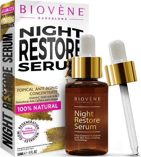 Biovene Night Restore Anti-aging Serum Face with Hyaluronic Acid & Collagen 30ml