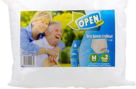 Open Care Scutece Chiloți pentru Incontinență Nr.2 Talie 80-120cm Mediu 10buc