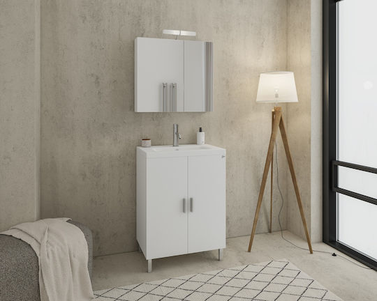 Drop Roma 60 Countertop with Sink & Mirror Glossy Lacquer L60xW39xH80cm White