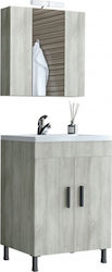 Drop Roma 60 Bench with Washbasin & Mirror Glossy Lacquer L60xW39xH80cm Beige