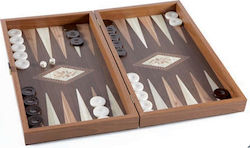 Manopoulos Oak Laminate Handmade Backgammon Olive Wood with Checkers 24x24cm