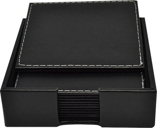 Ankor PU Black Coasters with Stand 10x10cm 6pcs