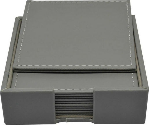 Ankor Untersetzer Künstliches Leder mit Gestell Gray 10x10cm 6Stück Ankor Untersetzer Künstliches Leder mit Gestell Gray 10x10cm 6Stück