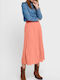 Only High Waist Midi Skirt in Pink color