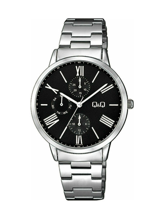 Q&Q Watch Chronograph Battery with Silver Metal...