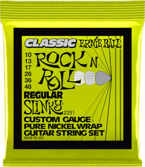 Ernie Ball Slinky Classic Rock n Roll Set Pure Nickel Electric Guitar Strings 10 - 46 Regular